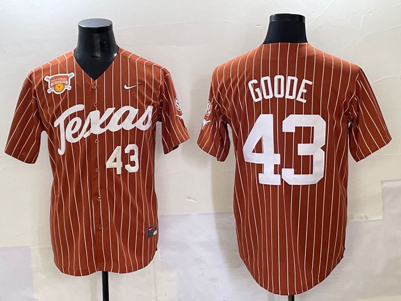 Men 2025 Texas Longhorns #43 Goode Brown stripe Joint Name Nike NCAA Jersey style 4->ncaa teams->NCAA Jersey